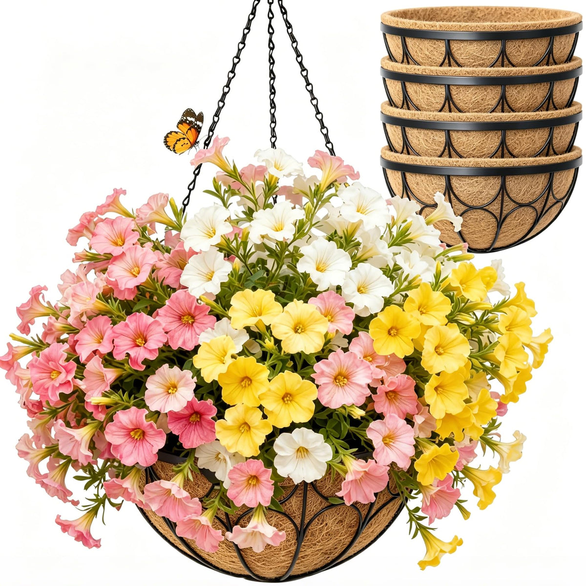 nongcunren 4pack 12inch hanging planter for outdoor display.