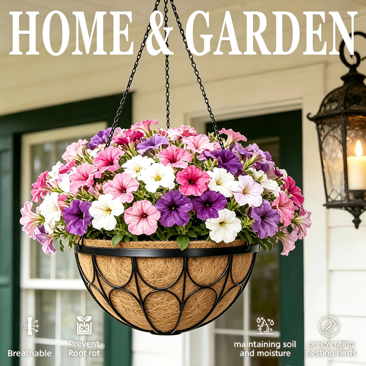 nongcunren outdoor metal hanging basket for sturdy garden support.