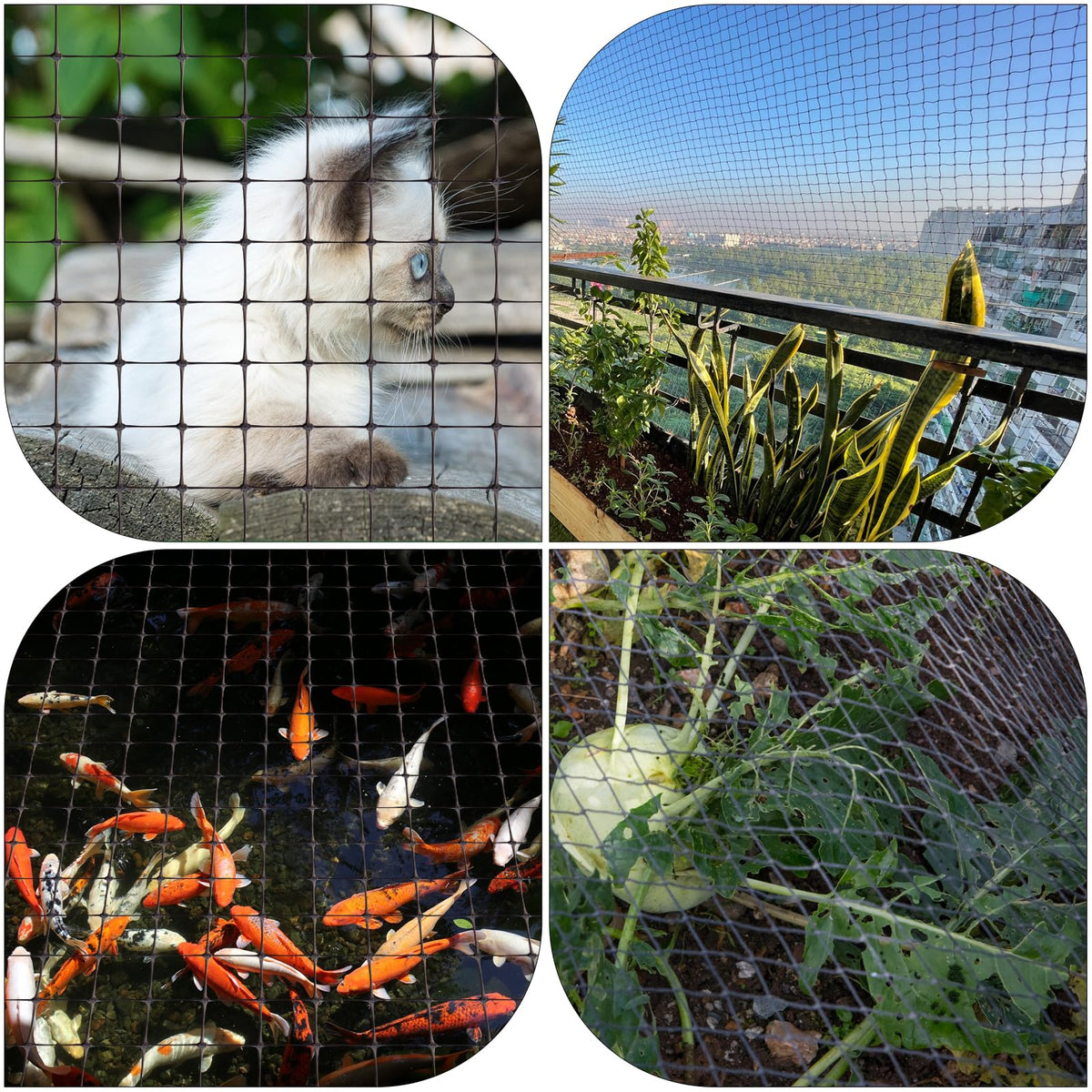 Deer and small mammals deterred by NONMON barrier netting.