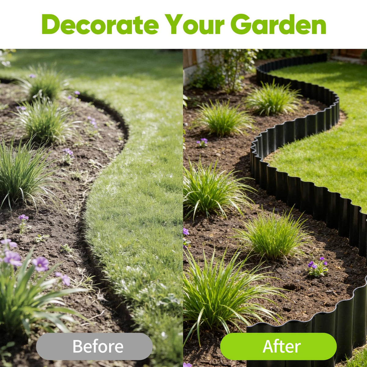 NONMON garden edging with black coating demonstrates rust resistance and outdoor durability