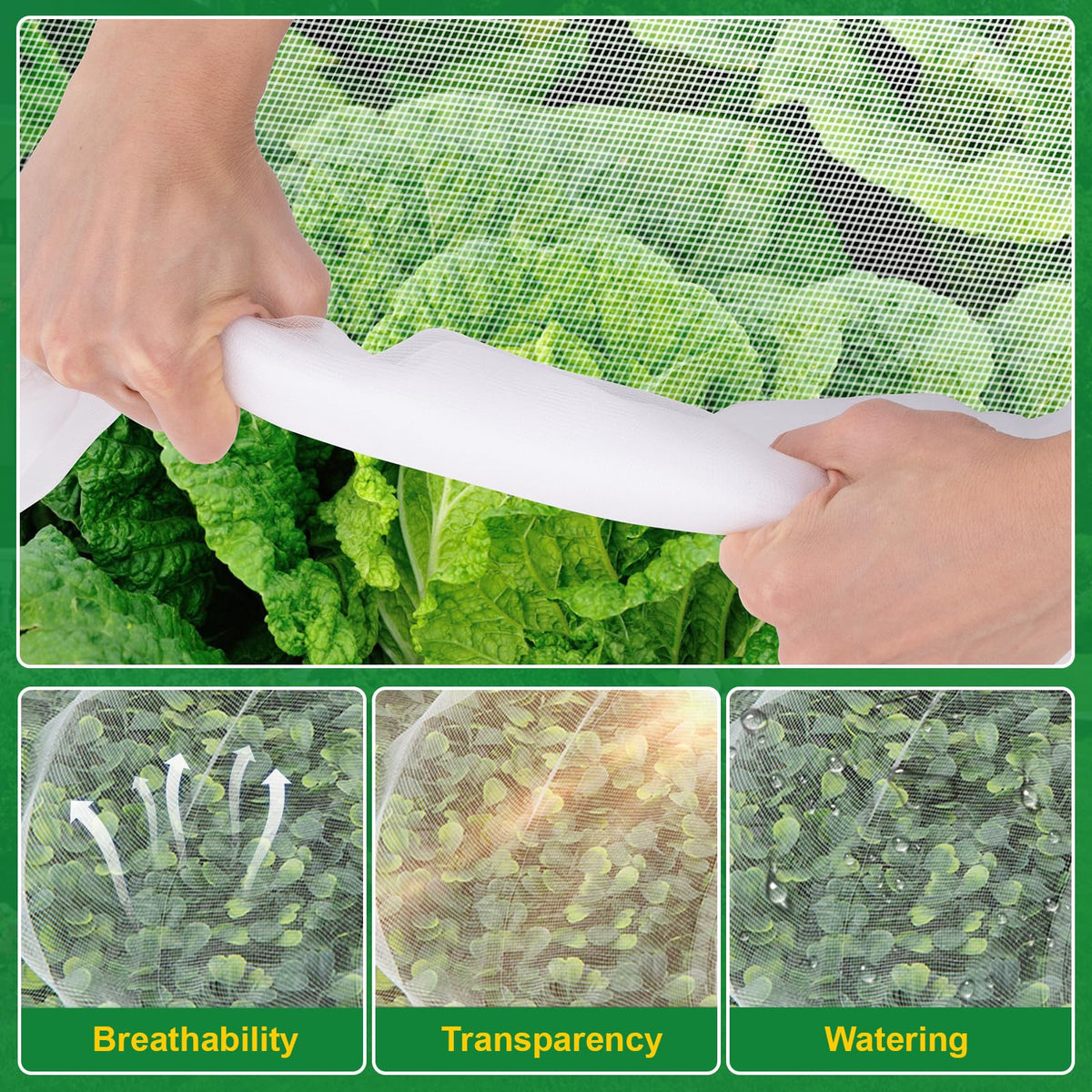 NONMON Garden Netting easy-cut edges for quick fit to any bed.