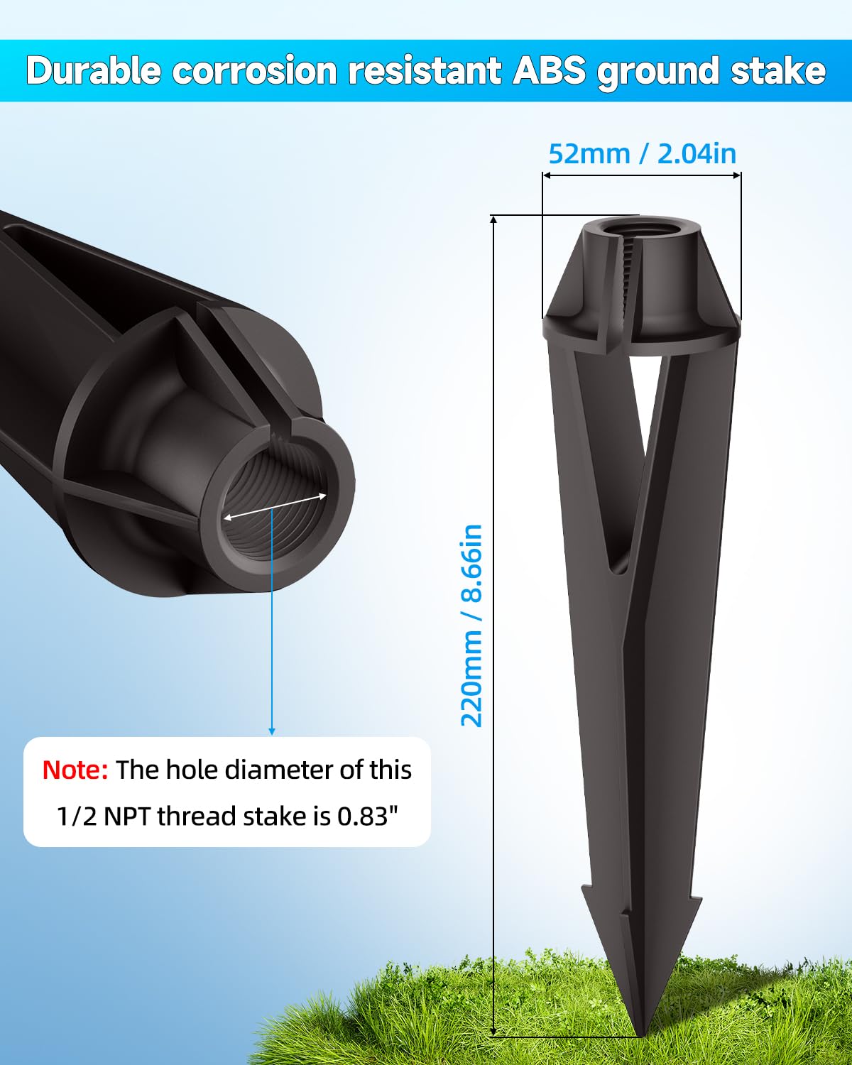 Noobibaba landscape light stake with 2 inch diameter enables easy ground placement.