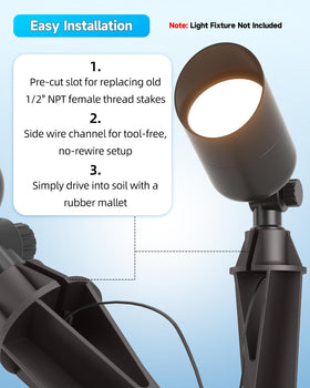 Noobibaba ground stake supports secure mounting for various landscape lighting fixtures.