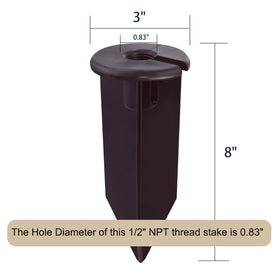 Demonstration of easy in-ground installation by inserting the Noobibaba stake into soil.