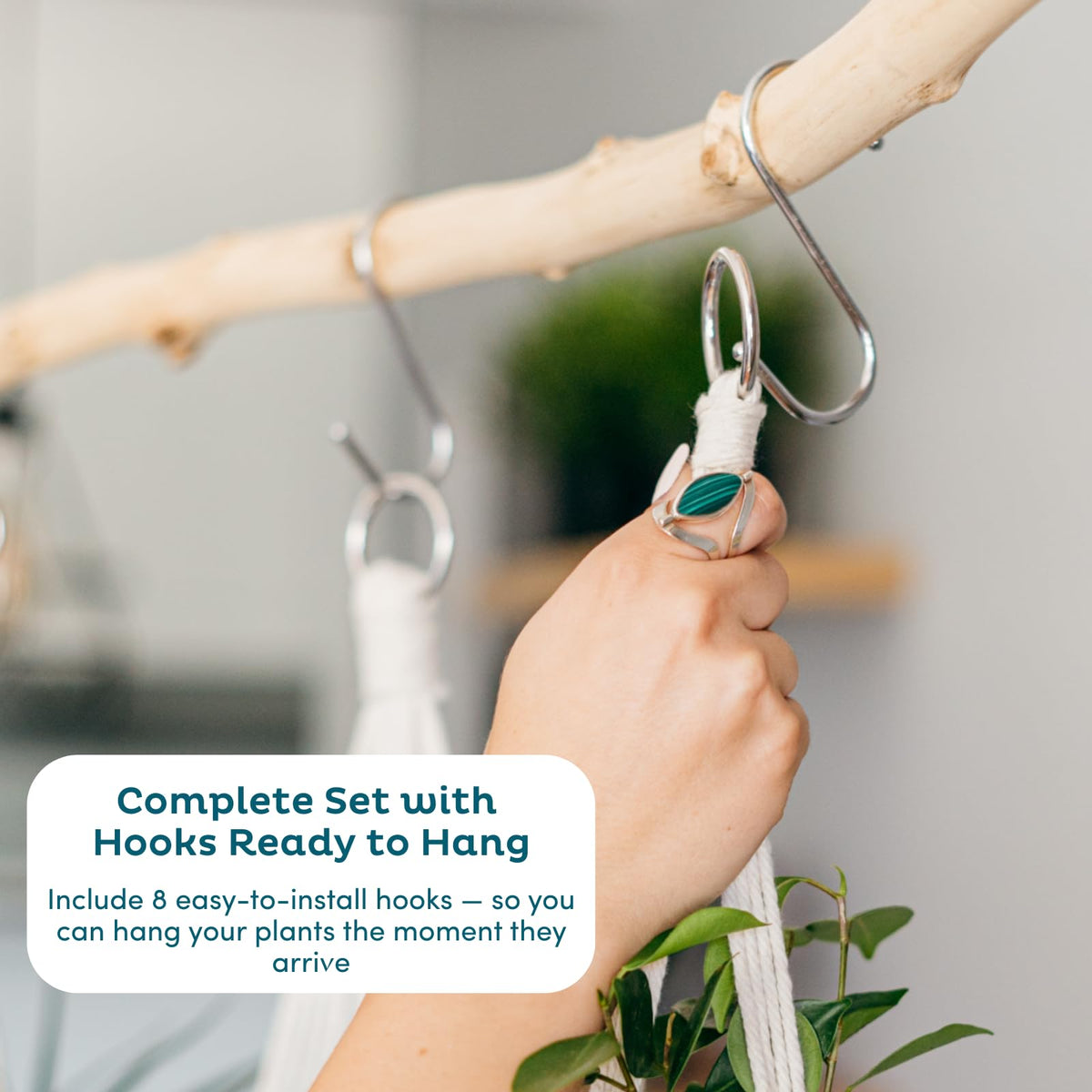 Nook Theory eight-hook hanger secures pots up to 10 inches.