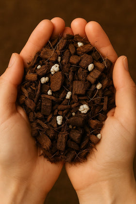 Noot Potting Soil Mix pre-soaked with nutrients for immediate plant care.