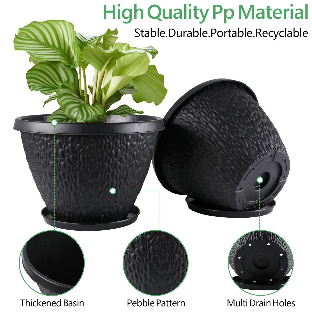 Durable weather-resistant Nooulap plastic planter ready for outdoor use.