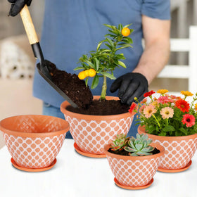 Nooulap indoor outdoor planter blends retro orange with modern decor.
