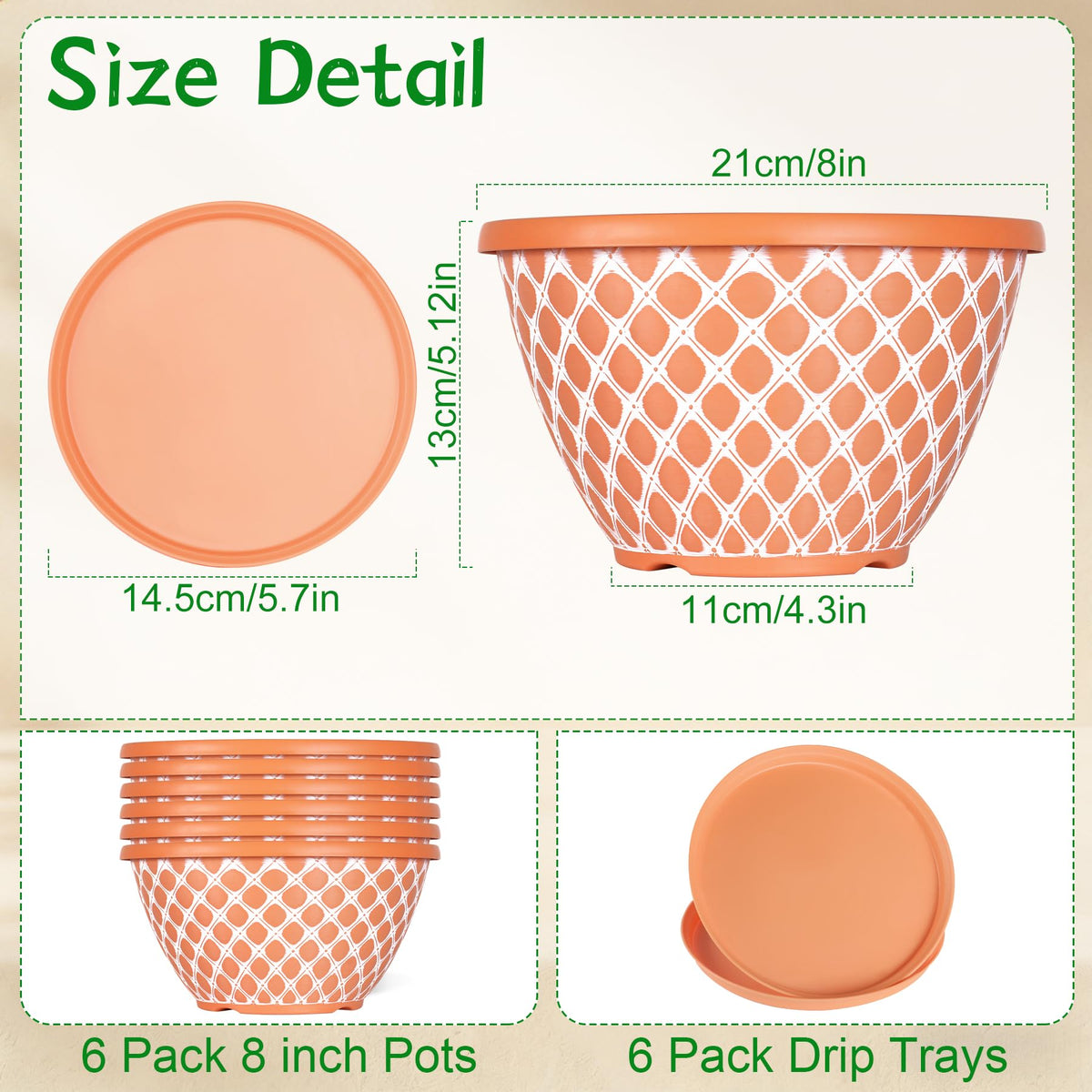 Nooulap twelve inch orange grid texture planter for pothos and monstera.