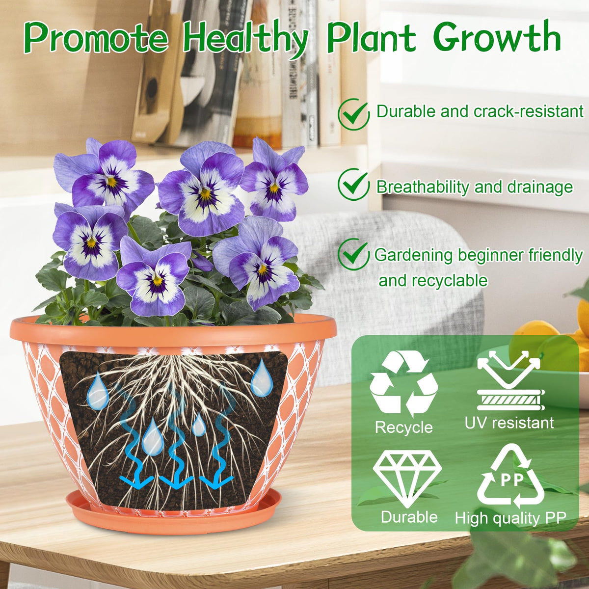 Nooulap sixteen inch orange grid texture planter for large plants.