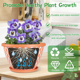 Nooulap sixteen inch orange grid texture planter for large plants.