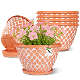 Nooulap eight inch orange grid texture planter for compact succulents.