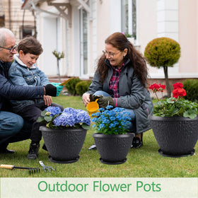 Nooulap 10-inch pots arranged in a garden setting for outdoor use.