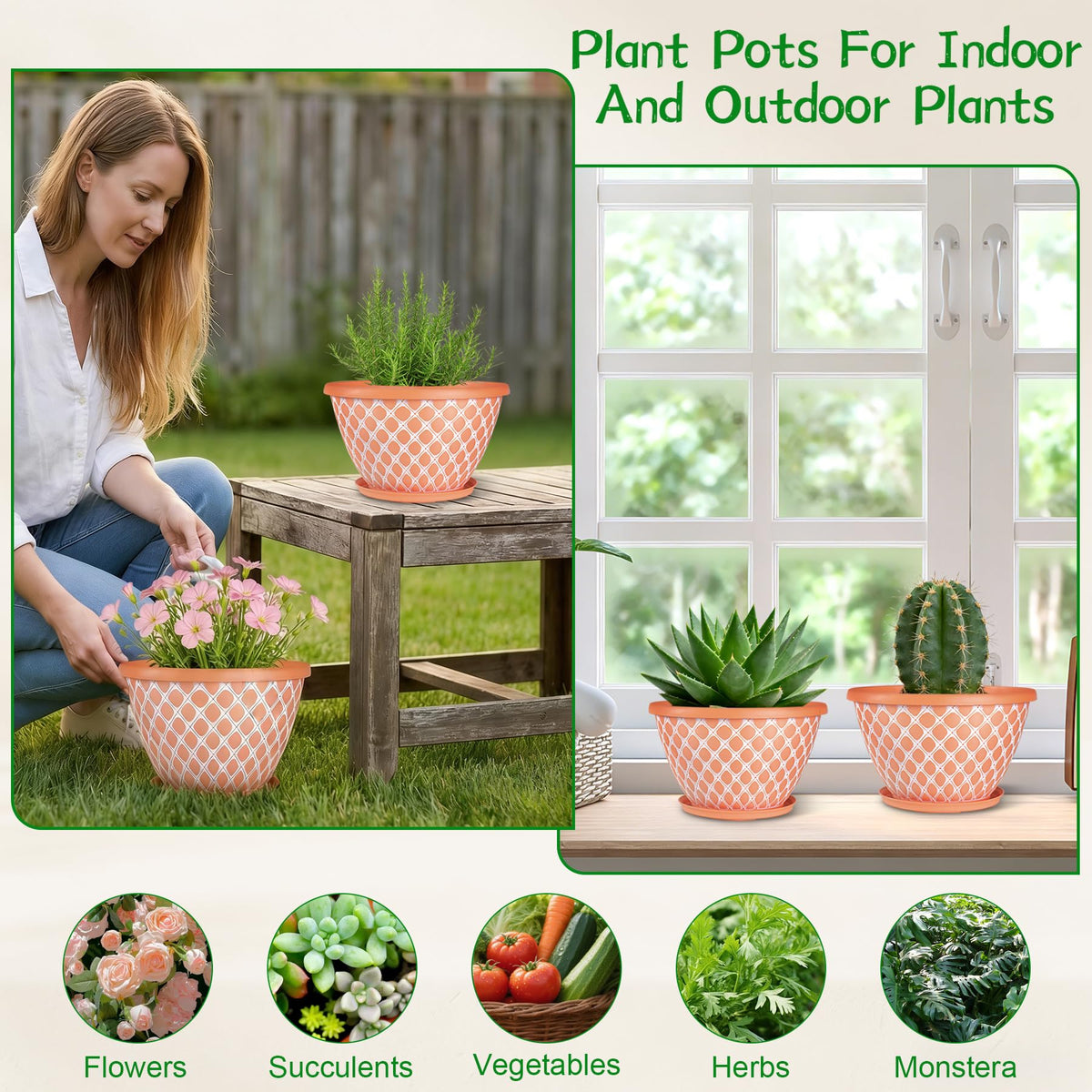 Nooulap planter with drainage hole and saucer prevents overwatering.