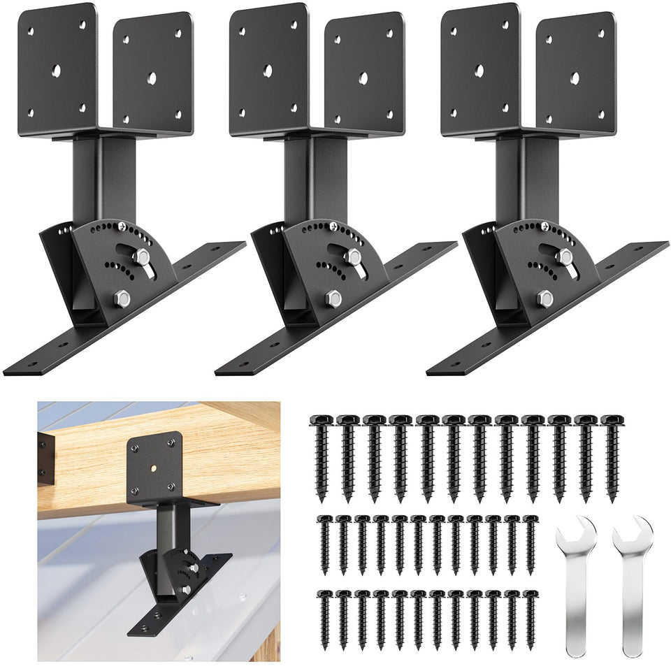 Nopwer Pergola Roof Rise Bracket Kit assembly view showing sturdy mounting for outdoor shade