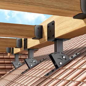 Nopwer Roof Rise Bracket Kit mounted on a 4x4 beam for sturdy support