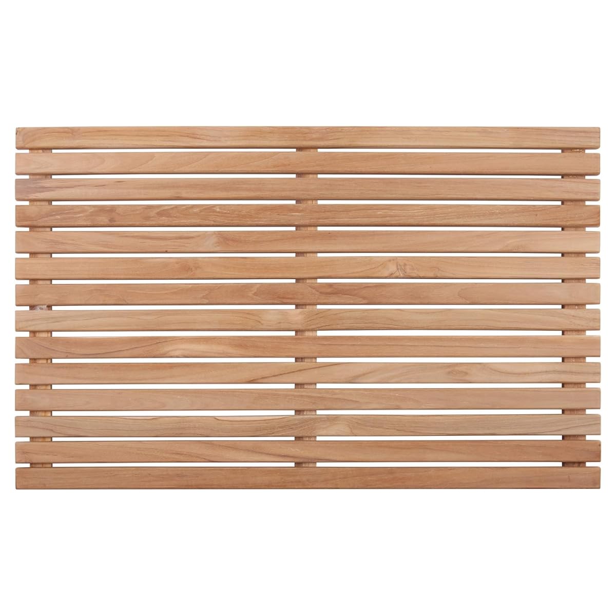 Nordic Style Teak Shower Mat close-up shows oiled finish for a warm, durable look.