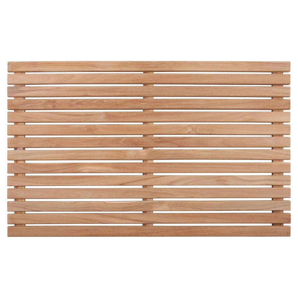 Nordic Style Teak Shower Mat close-up shows oiled finish for a warm, durable look.