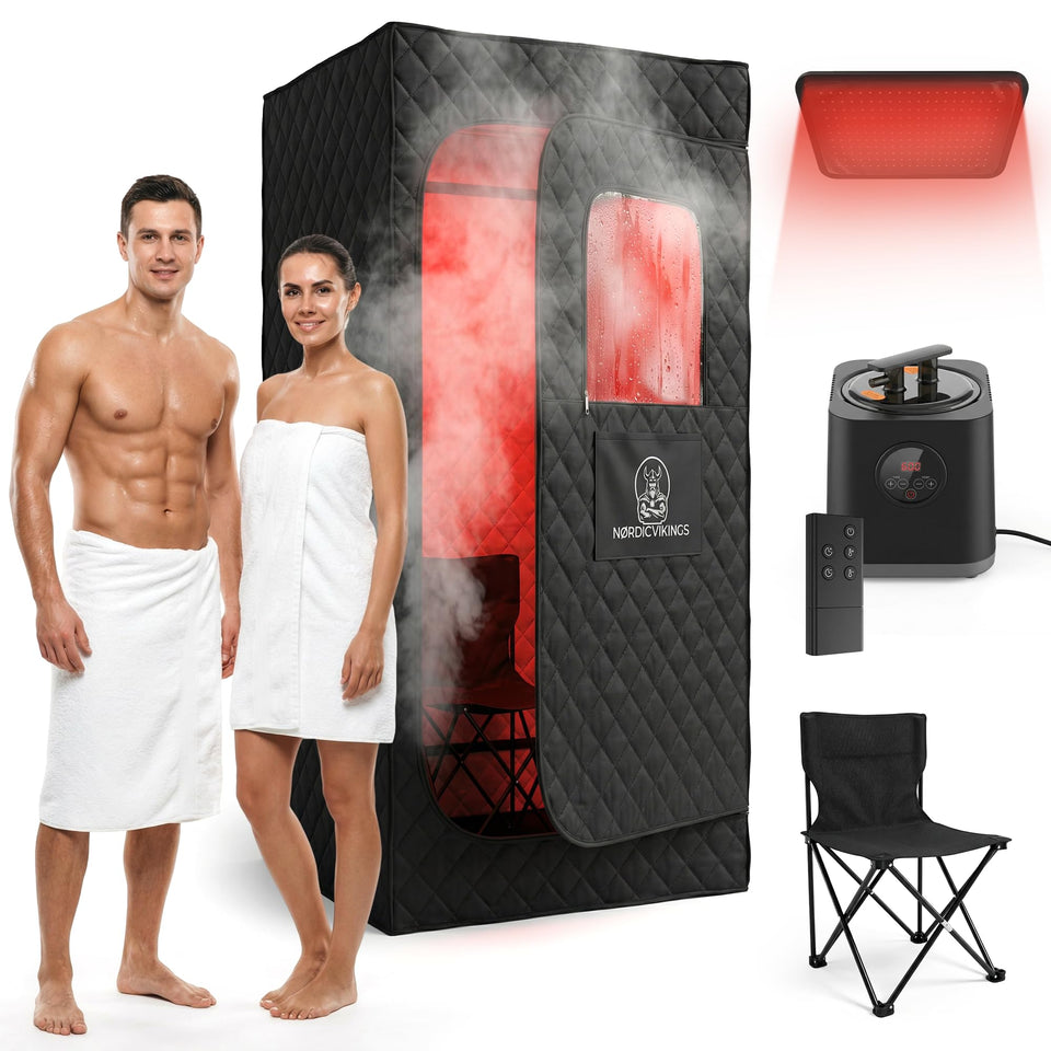 Nordic Vikings portable steam sauna pod interior for spacious full-body sessions