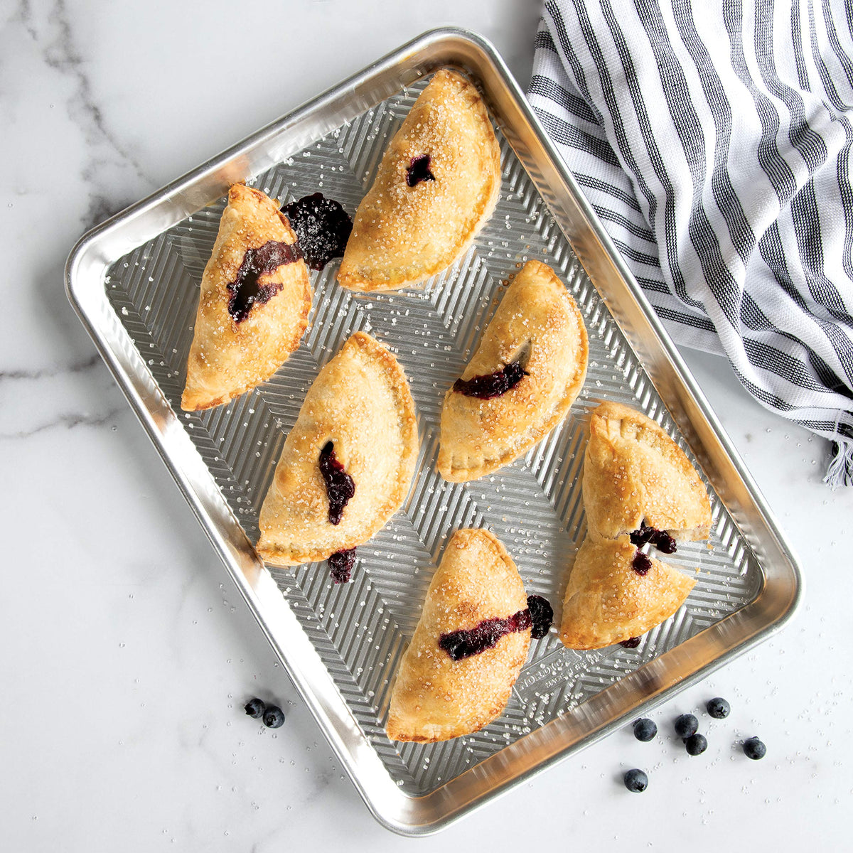 Nordic Ware Pocket Pie Press uses BPA-free melamine-free plastic for safe, easy cleanup.