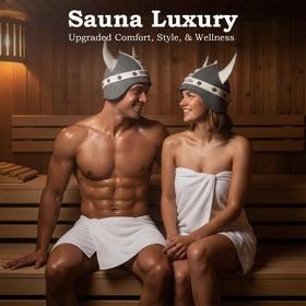 Nordicool Viking Sauna Hat packaging emphasizes ready-to-gift presentation.