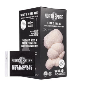 North Spore Organic Lions Mane kit packaging highlights Maine-made craftsmanship