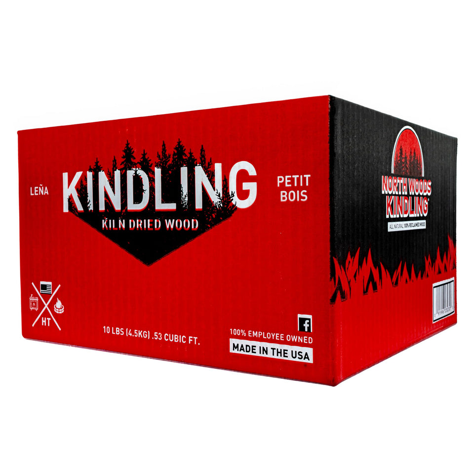 North Woods Kindling 10lbs pack ready for campfires and quick ignition