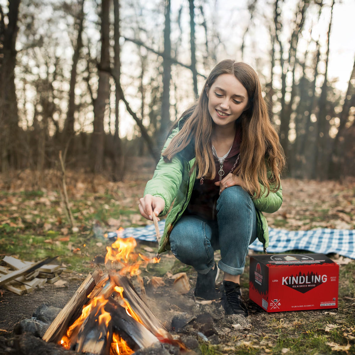 North Woods Kindling sticks provide over 100 pieces per pack