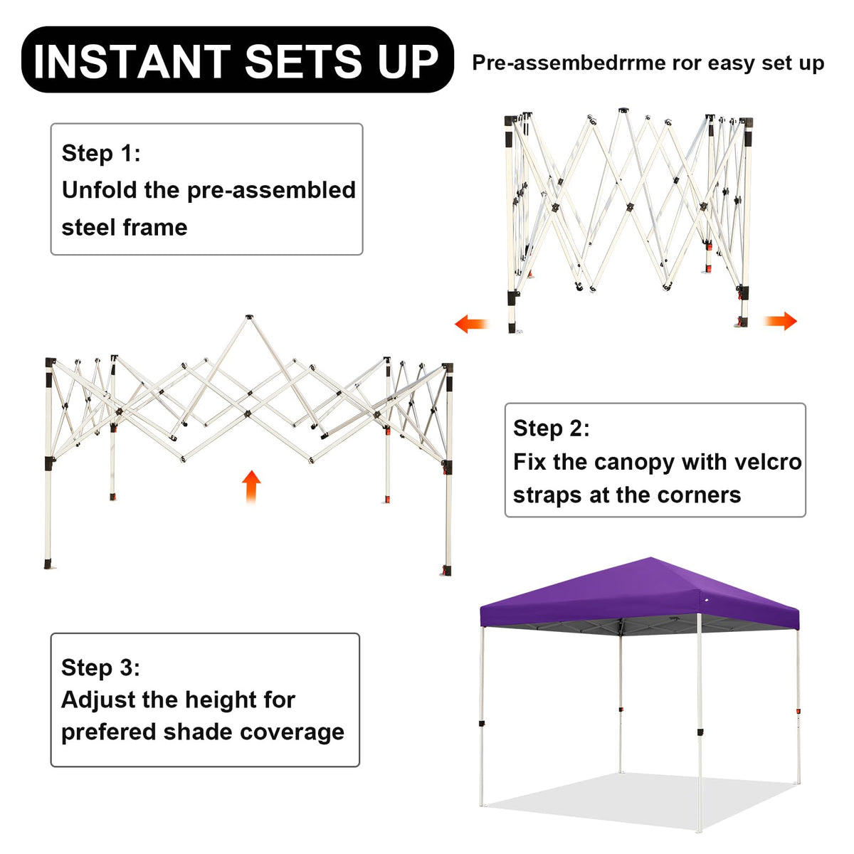 Northroad 8x8 ft canopy stakes and ropes for stability
