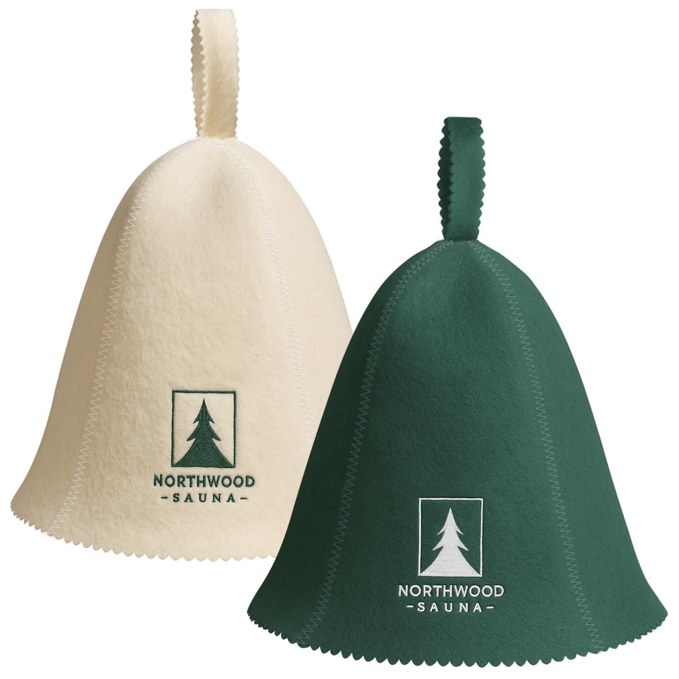 Northwood Sauna hat spruce green, 100% wool felt, protects hair during sauna sessions.