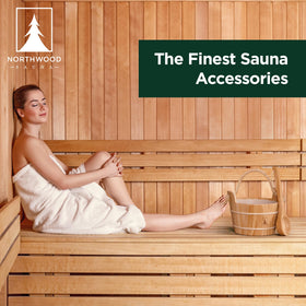 Northwood Sauna ladle beside sauna stones supports even steam distribution.