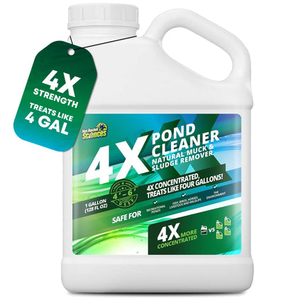 Not Rocket Sciences 1G 4X Pond Cleaner pour; even edge placement promotes faster clearing