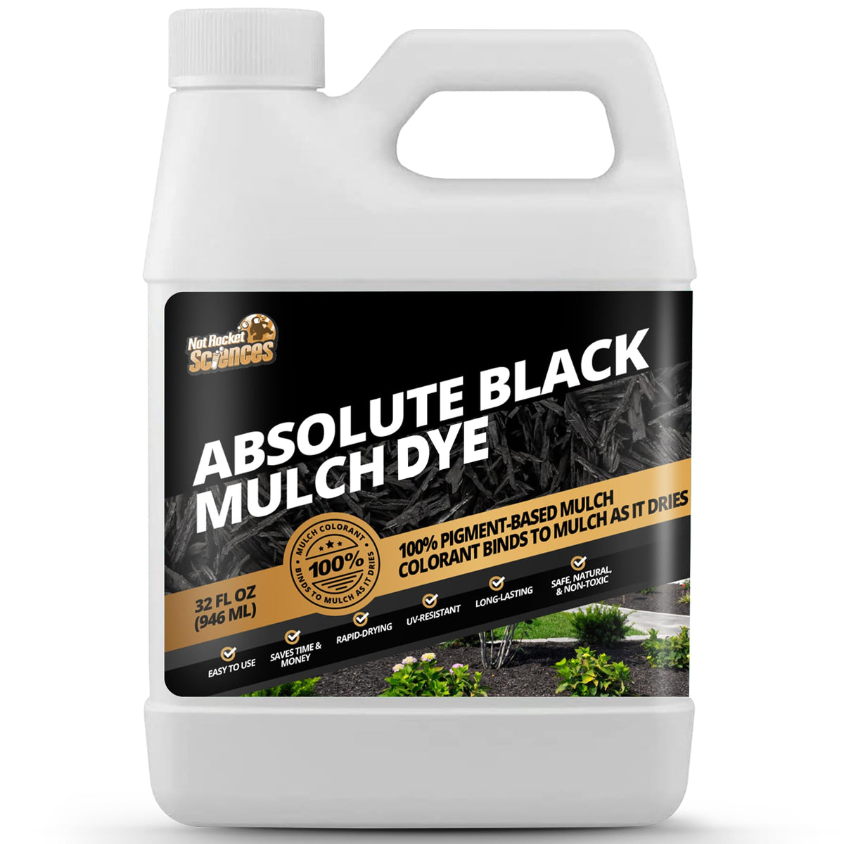 Not Rocket Sciences 32oz Absolute Black Mulch Dye bottle ready for color refresh