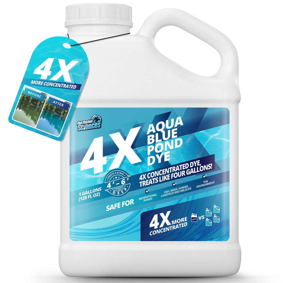 Not Rocket Sciences Aqua Blue Pond Dye 1gal pour creates vivid blue water instantly