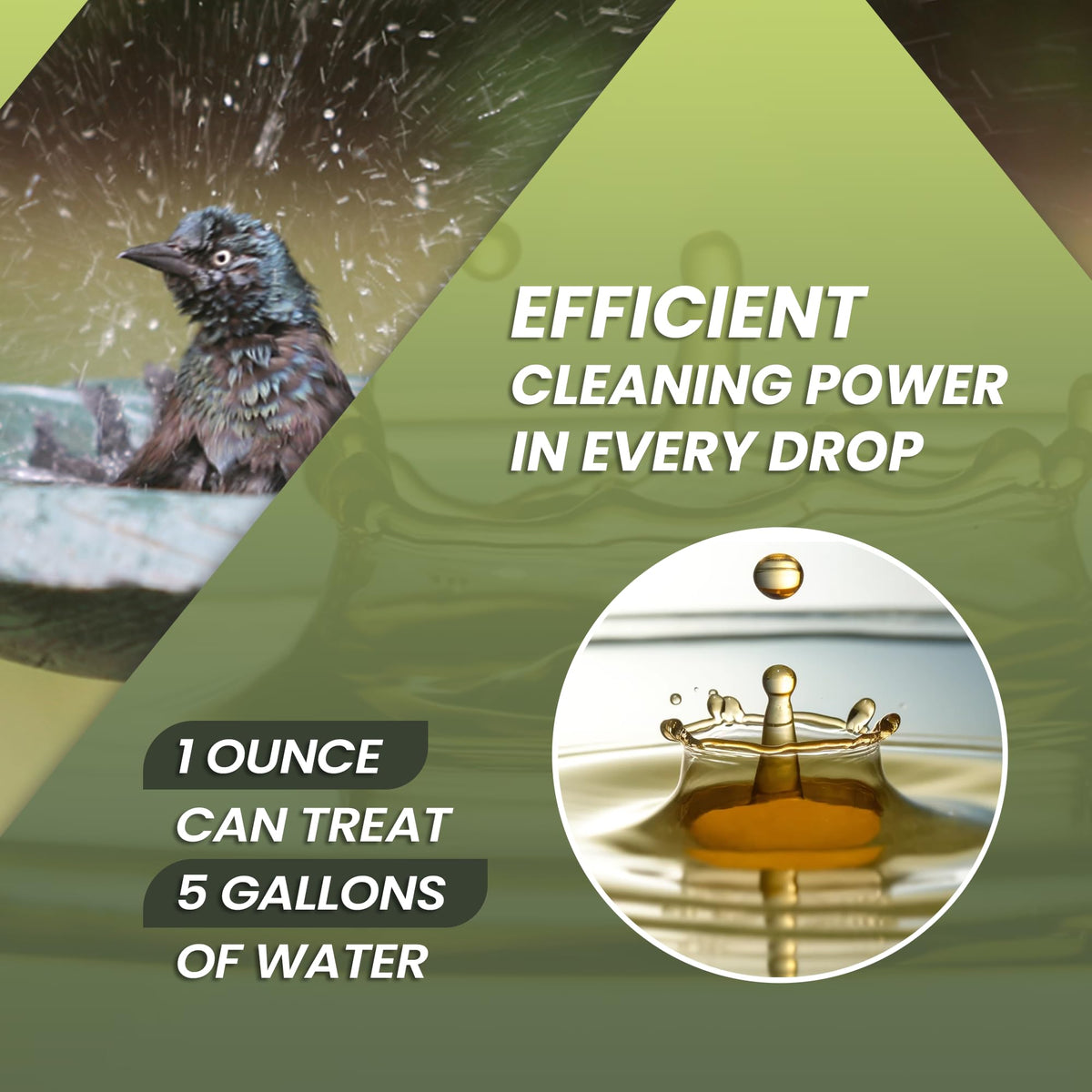 Not Rocket Sciences easy pour bird bath cleaner being applied across water surface