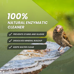 Not Rocket Sciences enzyme-based bird bath cleaner close-up showing enzymes at work