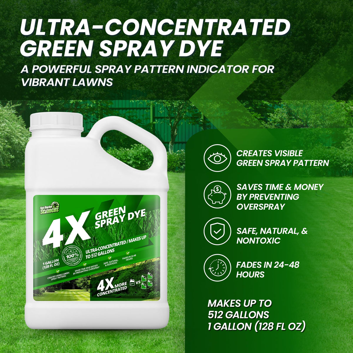 Not Rocket Sciences green spray pattern indicator highlights coverage