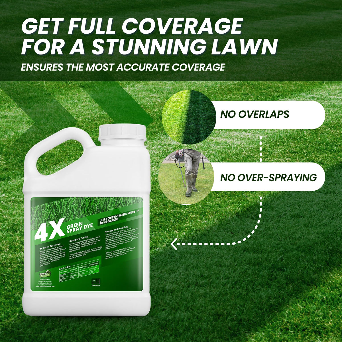 Not Rocket Sciences lawn marking dye visible on grass to prevent overspray