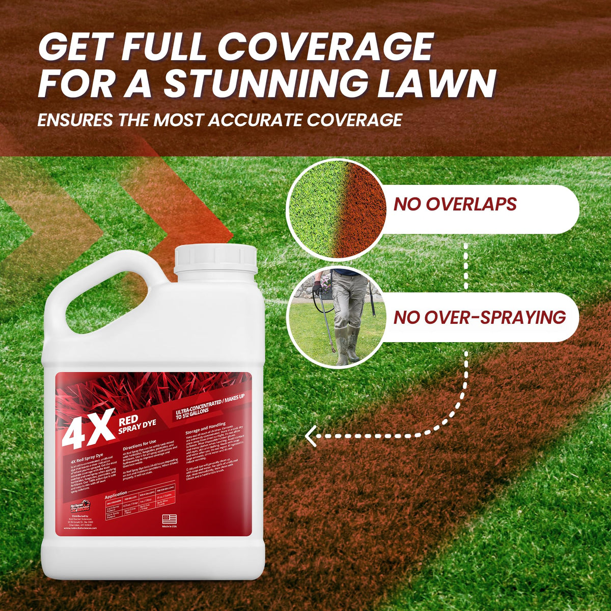 Not Rocket Sciences turf marking dye clearly marks fertilizer zones on lawns.