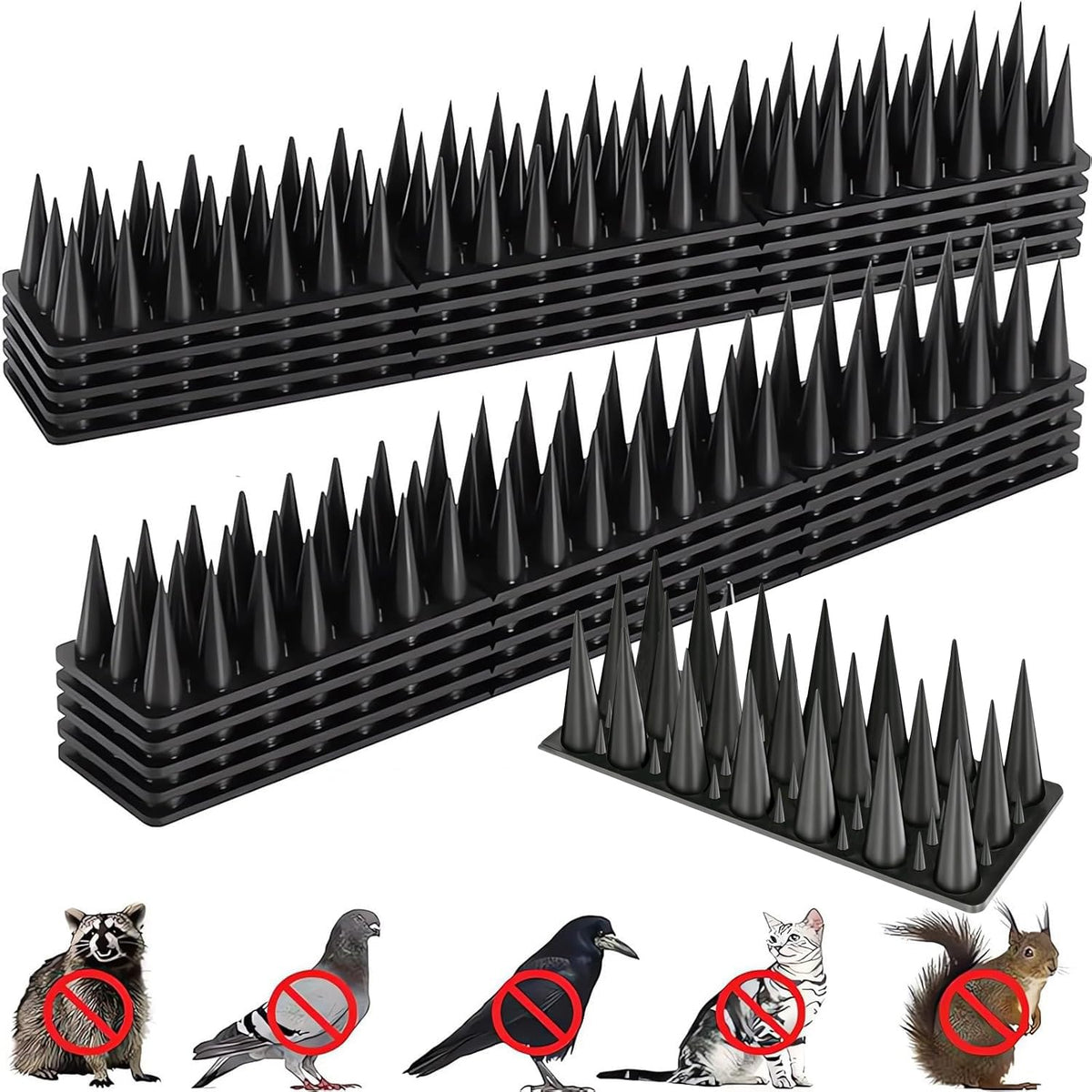 Notfjk Bird Spikes panel coverage protects outdoor surfaces from birds.