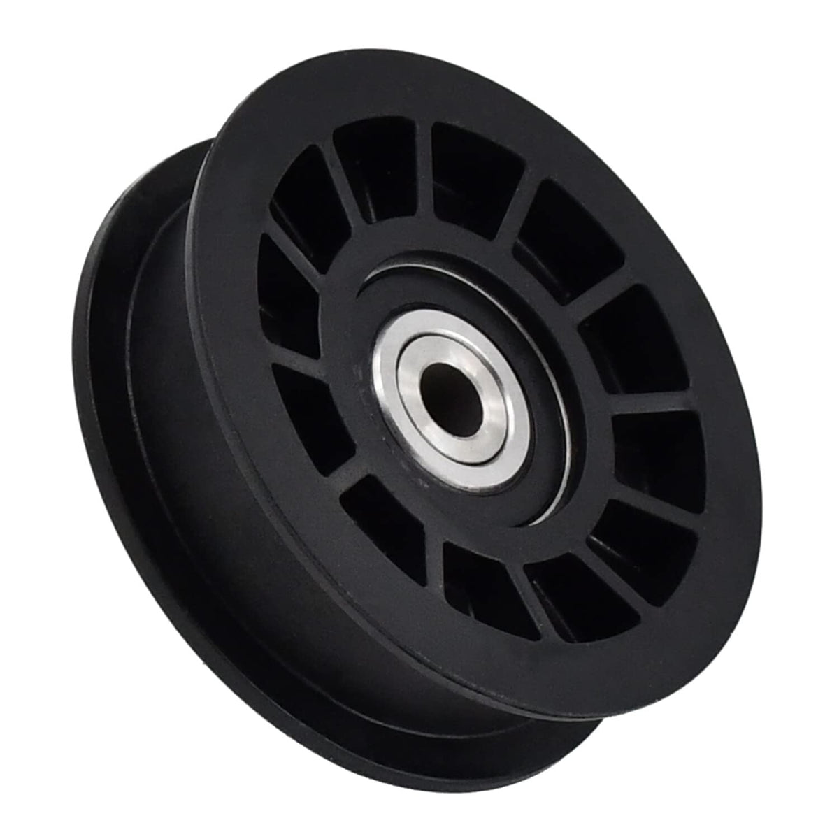 Notonmek flat idler pulley size 3-1/2 OD supports tight engine bays.