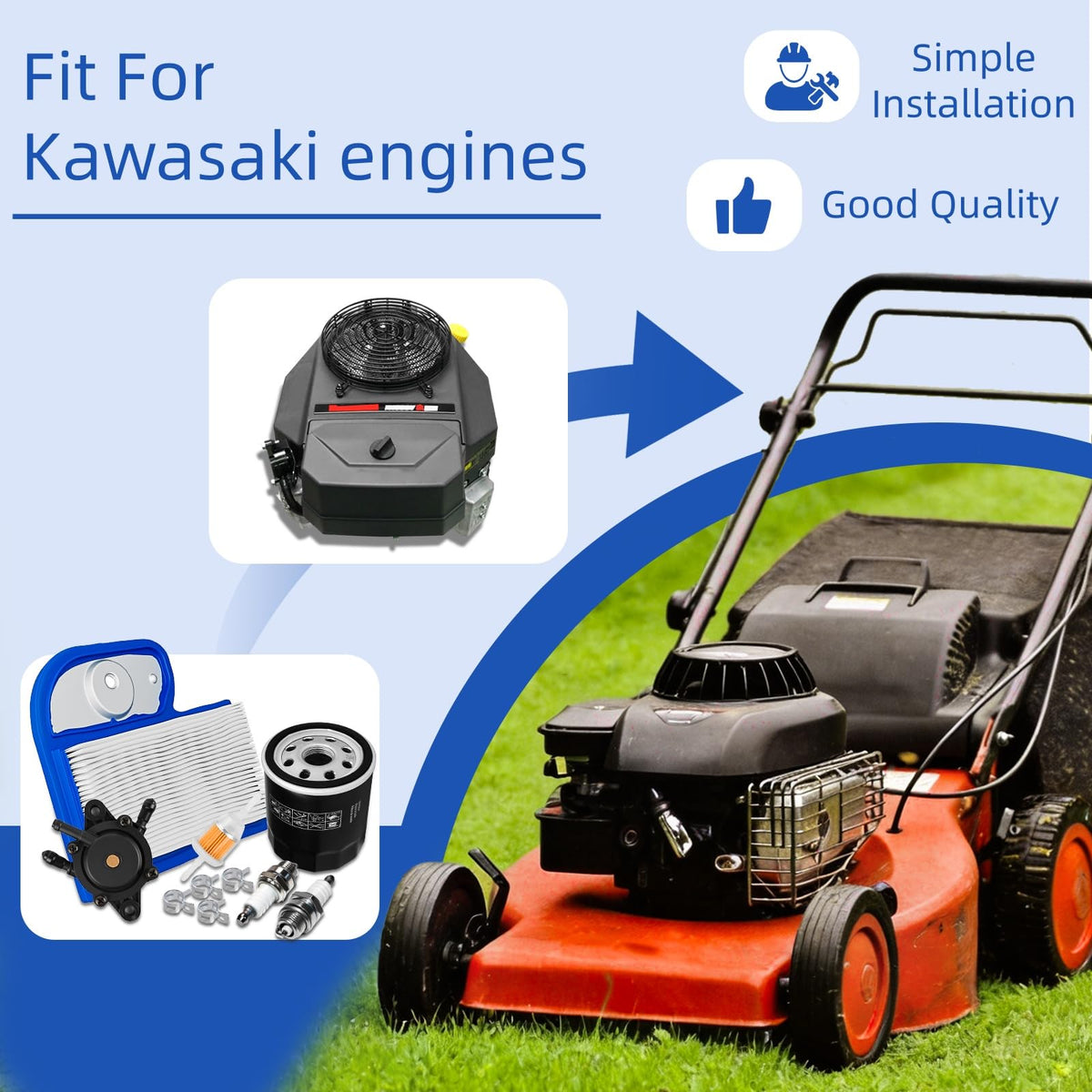 Notos Hedie fuel filter maintains steady fuel flow for Kawasaki-powered machines.