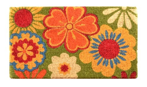 Notrax Summer Flowers coir doormat with floral design, durable outdoor entry mat that scrapes dirt effectively