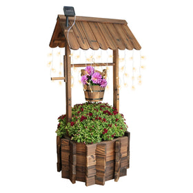Notume garden wishing well with light adds warm ambiance to outdoor space