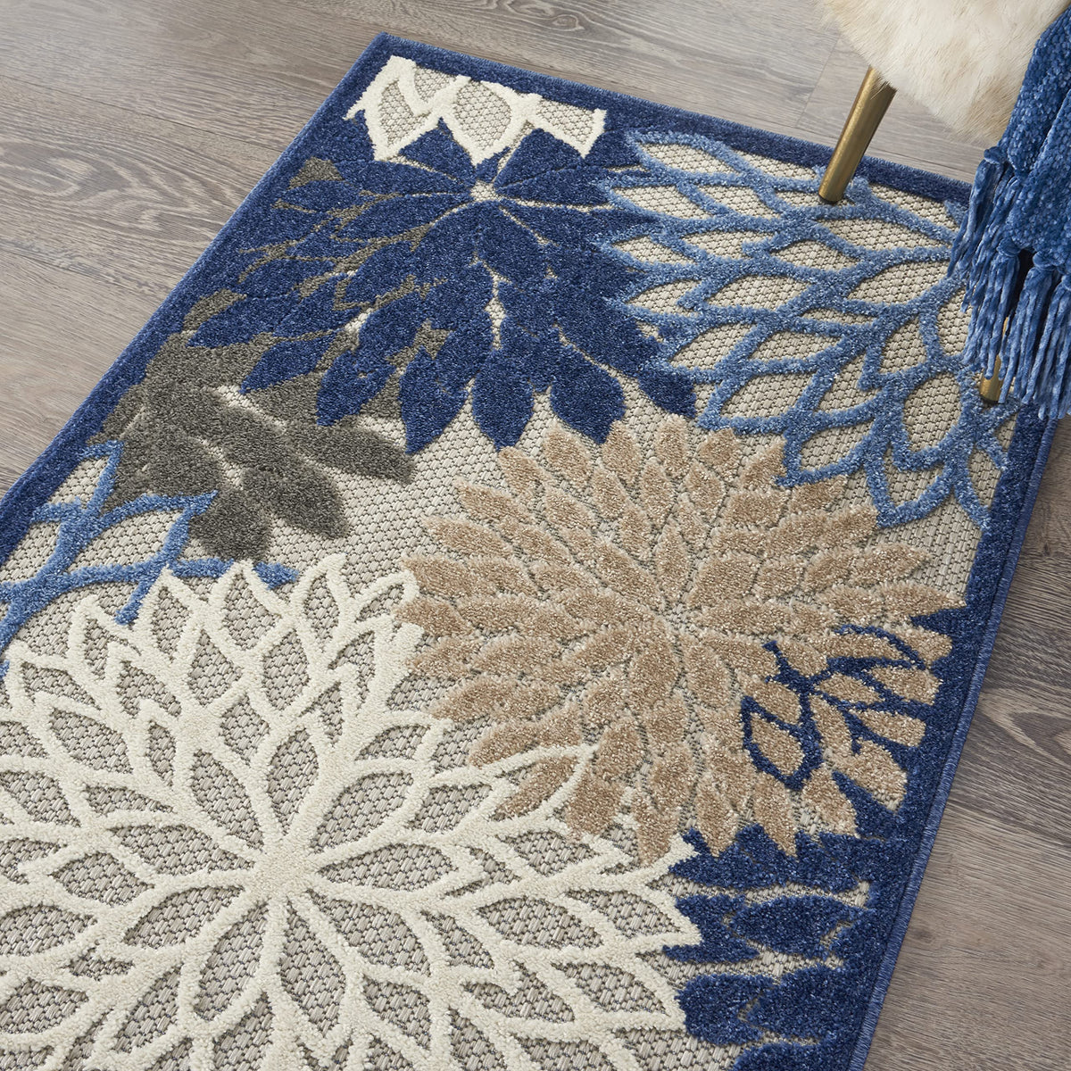 Nourison Aloha flat weave shows raised patterns for durable texture.