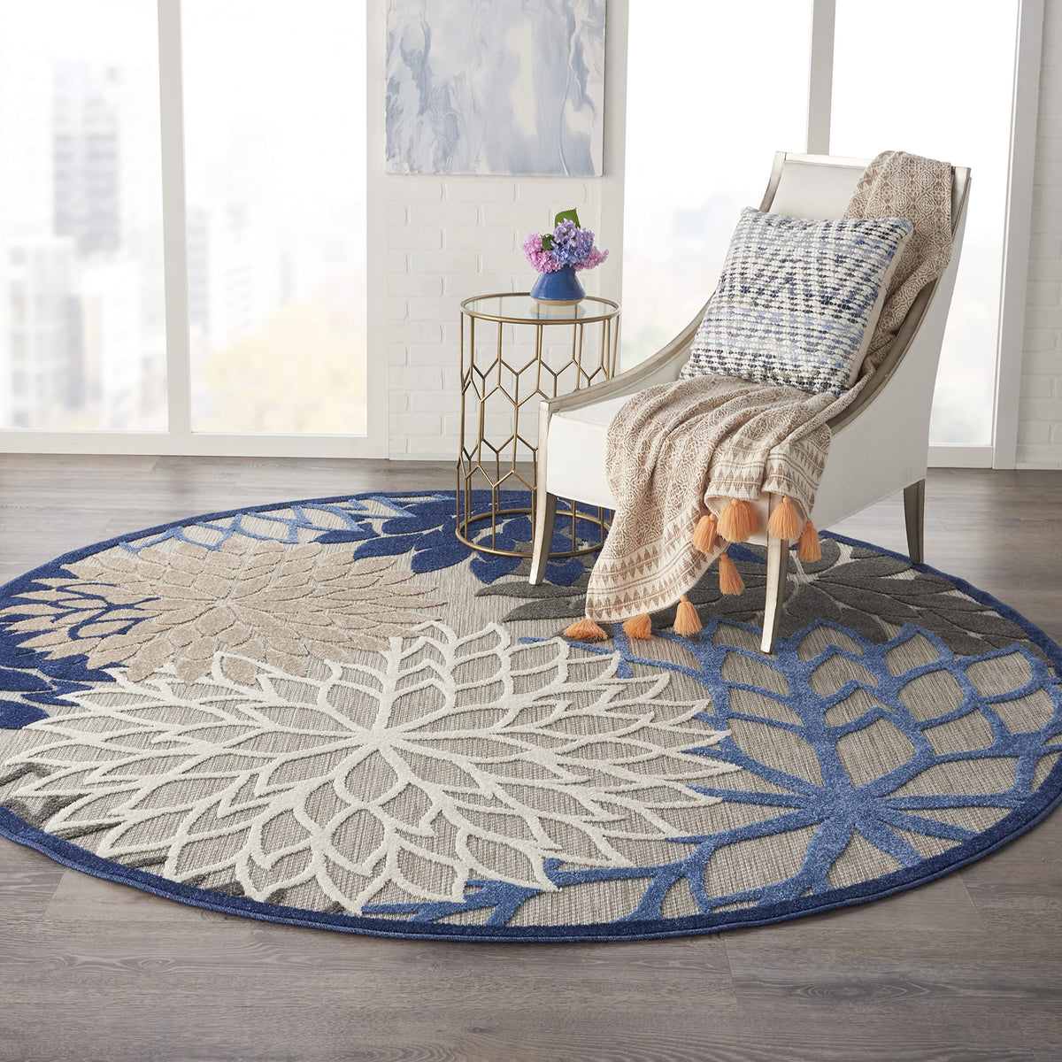 Nourison Aloha flat weave with raised texture for depth underfoot.