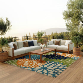 Nourison Aloha floral indoor-outdoor rug adds color and durability to any space.
