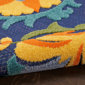 Nourison Aloha Navy Multicolor rug guards floors in high-traffic areas