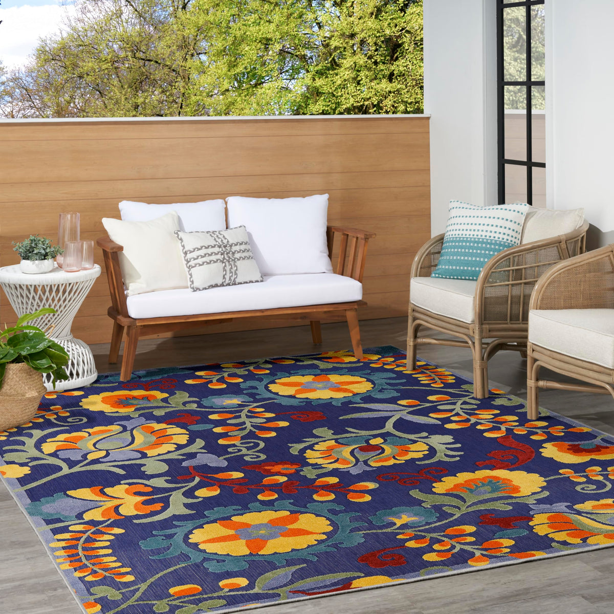 Nourison Aloha's durable polypropylene fibers resist wear for busy homes
