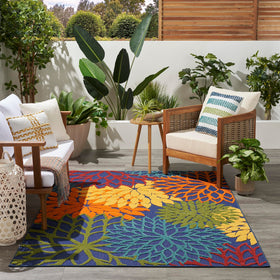 Nourison Aloha easy cleaning by hose rinse keeps colors bright after use.